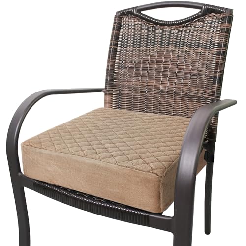 Booster Cushion for Adults - 18x18x5 Medium-Firm Seat Cushion for Home, Office, Wheelchair, Car - Washable Velvety Cover with Waterproof Layer, Removable Strap & Non-Slip Base - Brown