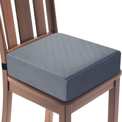 Booster Cushion for Adults - 16x16x5 Medium-Firm Seat Cushion for Home, Office, Wheelchair, Car - Washable Velvety Cover with Waterproof Layer & Removable Strap, Non-Slip Base - Gray