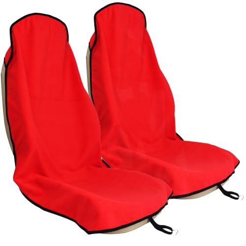 Car Seat Cover Protector Front Seats,for Gym Workout,Running,Swimming,Beach and Hiking,Waterproof Sweat Towel Bucket Seat Covers for Cars SUV Trucks (Red, 2Pcs)