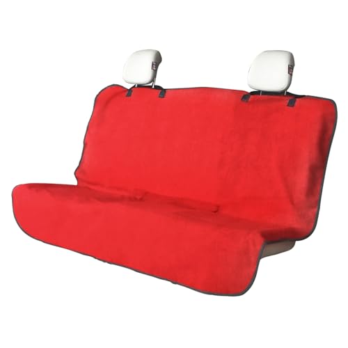 Back Seat Cover for Car Trucks Van SUV,Waterproof Rear Bench Towel Seat Covers for Dogs and Kids,Automotive Backseat Protector (Red)