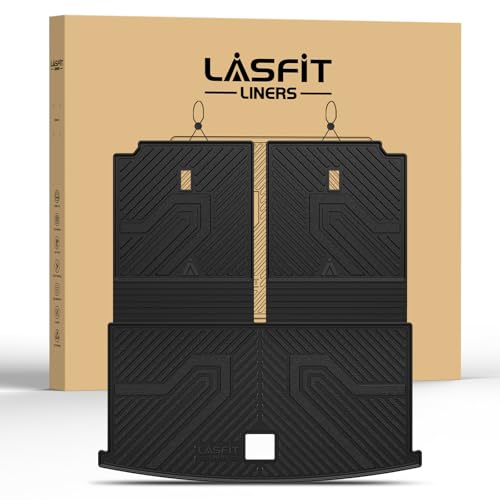 LASFIT Backrest Mat & Cargo Mat for Volkswagen VW Atlas 2018-2026, 2nd Row Bench seat, All Weather TPE Custom Fit Trunk Liners for VW Atlas Accessories Seatback Mats, Black, Easy to Clean