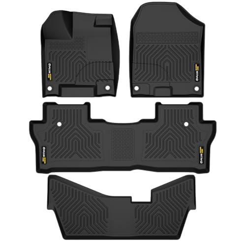 G-PLUS TPE Floor Mats Floor Liners, Compatible with Honda Pilot Sedan & Hatchback Coupe 8 Passenger Models 2016-2022, 1st & 2nd & 3rd Row Cargo Liner Accessories, 4PCS Black