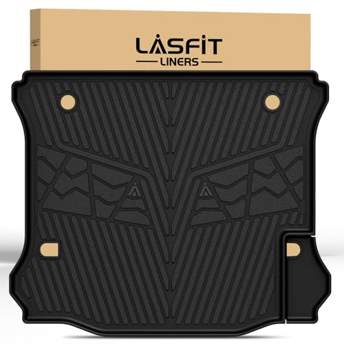 LASFIT Trunk Mat for Jeep Wrangler 2011-2018 JK Unlimited 4-Door Without Subwoofer (NOT for JL or 2-Door) All Weather TPE Custom Fit Cargo Mat Trunk Liner Cargo Liner, Black