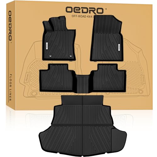 OEDRO Floor Mats & Cargo Mat Fit for 2025 Toyota Camry (Include Hybrid/LE/SE/XLE/XSE), TPE All Weather Custom Fit 2025 Camry Floor Liners 1st & 2nd Row Car Mats Accessories, Black