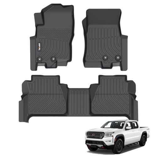 AIPOIL Floor Mats for 2022-2024 2025 Nissan Frontier Crewcab All Weather Protection TPE Anti-Slip Automotive Full Set Custom Car Mats Accessories - Black