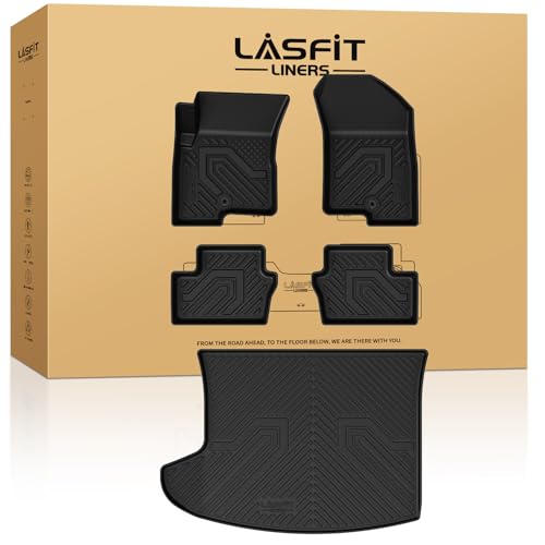 LASFIT Floor Mats & Trunk Mat for Jeep Compass 2007-2017 All Weather TPE Custom Fit Car Mats Floor Liners Cargo Liner Cargo Mat Black