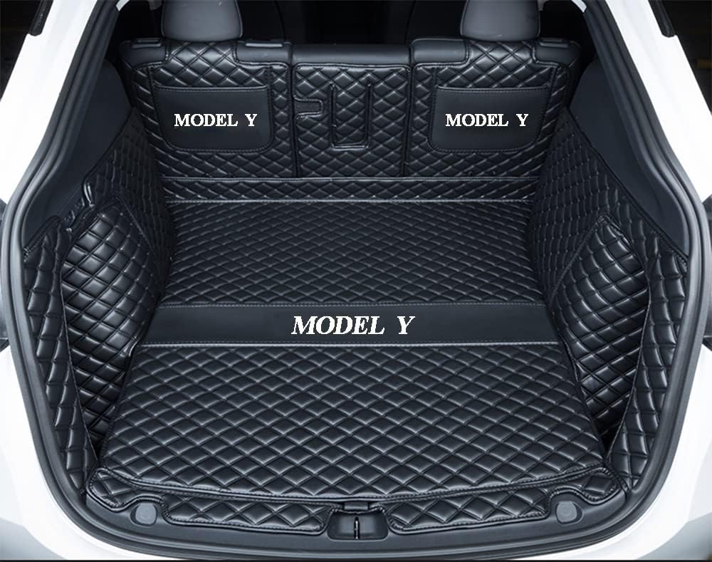 2026 Tesla Model Y Juniper 5-Seat Full Coverage Trunk Liner  Heavy Duty Waterproof Cargo Mat (Black/Black)