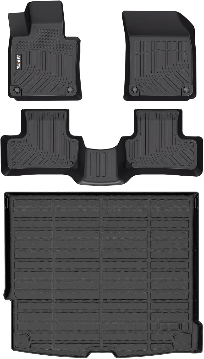 AIPOIL Floor Mats & Cargo Liner Set for 2018-2025 Volvo XC60 All Weather Protection TPE Anti-Slip Automotive Full Set Custom Car Mats Accessories - Black