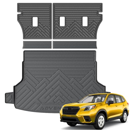 KUST Trunk Cargo Mat for 2025 2026 Subaru Forester (Not for Hybrid or Wilderness), Rubber Cargo Liner & Backrest Mat Set for Forester Accessories Rear Trunk Liner Back Seat Protector, High Edge, 5PCS