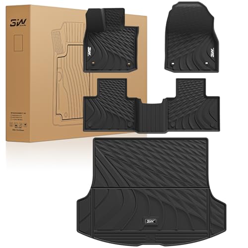 3W Floor Mats & Cargo Liner for Lexus RX/RX350/RX 350h/RX500h 2023-2025 2026, TPE All Weather Custom Fit Floor Liner & Trunk Mats 1st &2nd Rows Car Mats & Cargo Mat, Black(Not fit Lexus RX450h+ PHEV)