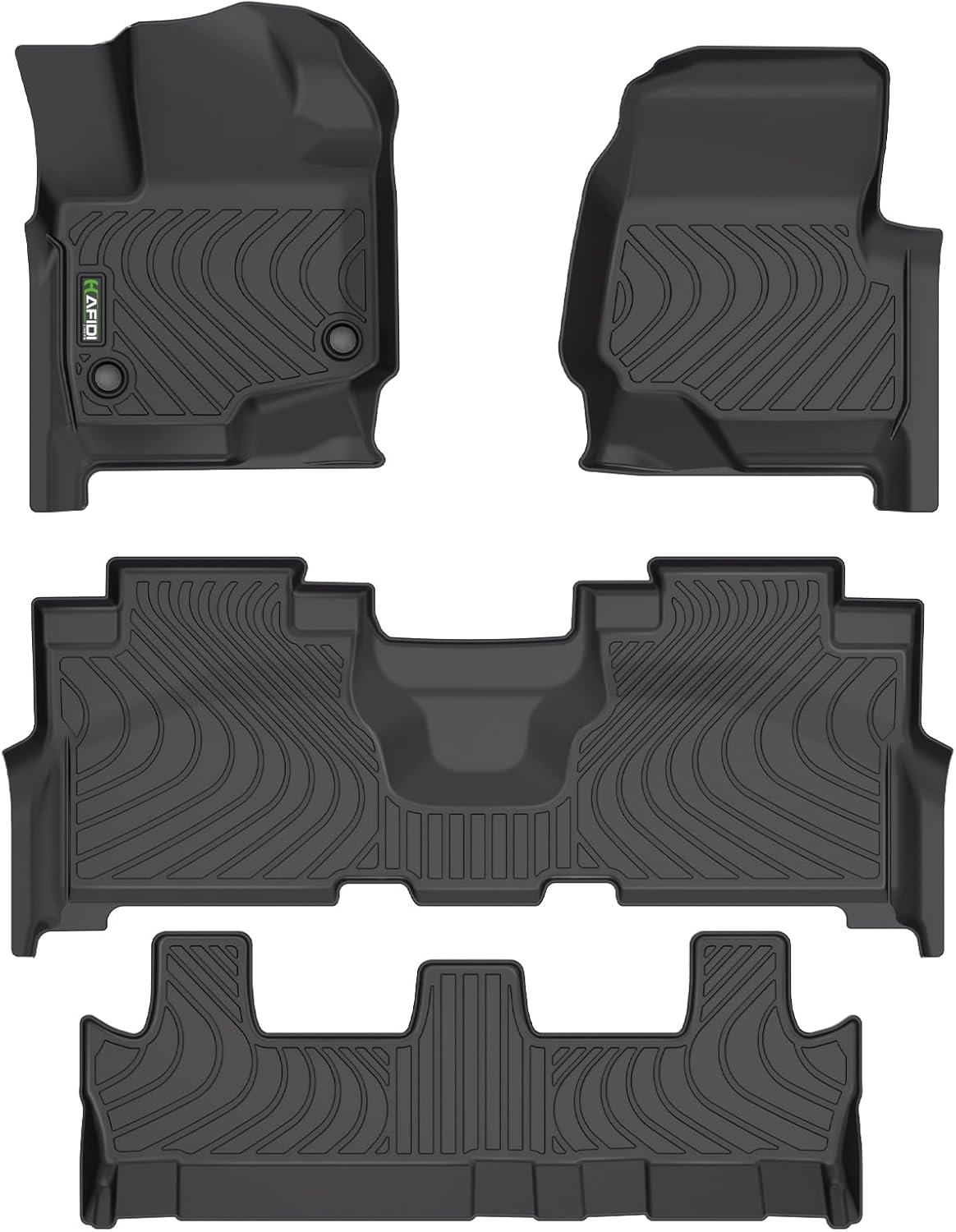 HAFIDI Floor Mats Fit for 2021-2025 Ford Expedition Max 8 Seats All Weather Protection TPE Anti-Slip Automotive Floor Liners, Fits 1st & 2nd & 3rd Row Full Set Custom Accessories, Black