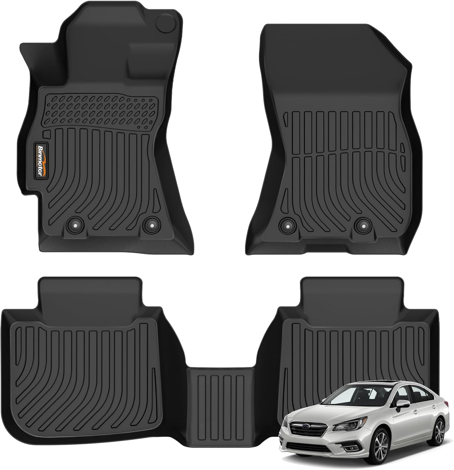 Binmotor-Floor Mats for Subaru Legacy/Outback 2015-2019, 2 Rows All Weather Car Mats, Waterproof TPE Liners for Subaru Legacy Accessories-Black