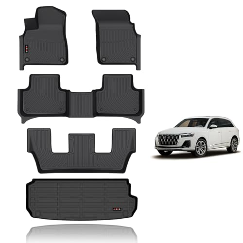 KELCSEECS Floor Mats & Cargo Liner Custom for Q7/SQ7 2025 2024-2020 All Weather Car Mats Automotive Cargo Mat Trunk Mat Q7 Trunk Liner Cargo Liner