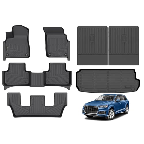 All Weather Floor Mats & Cargo Liner Backrest Mat for Audi Q7 / SQ7 2020-2024 2025 Liners Custom Fit Audi Q7 2020-2025 Waterproof Durable Easy to Clean Accessories SQ7