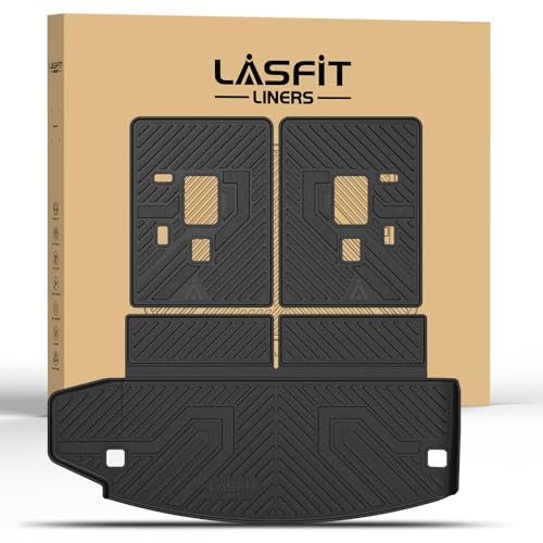 LASFIT Trunk Mat for Dodge Durango 2016-2025, Fit 2nd Row Bench Seating(7seats) & 2nd Row Bucket Seating 6seats, Not for 5 Seats, All Weather TPE Custom Fit Car Mat Cargo Liner, Black