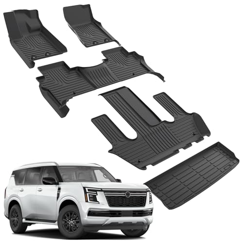 for Nissan Armada/Infiniti QX80 Floor Mats 2025 7 Seats,Car Mats for Nissan Armada All Weather Floor Mats Cargo Floor Liner Accessories 2025