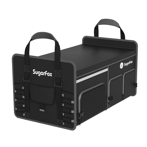 Car Trunk Organizer | 63L, 23.6"x14"x12.2" | Dedicated Shoe Space, Adjustable Straps | Waterproof, Collapsible | for SUVs/Small Midsize Cars - Black-X212