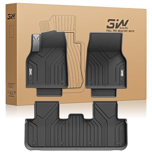 3W Floor Mats Fit for Tesla New Model Y 2025 2026 Juniper, TPE All Weather Custom Fit Floor Liner for Juniper Model Y Accessories 1st and 2nd Row Car Mats Easy Clean, Black