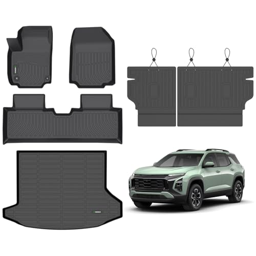 ANBINGO-Floor Mats & Cargo Liner for 2025 2026 Chevy Equinox (Not for EV) & GMC Terrain with Backrest Mats All Weather TPE Protection for 2026 Equinox Mat Accessories