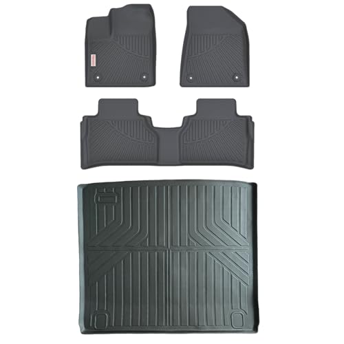 Tesson Floor Mats & Trunk Mat for Nissan Murano 2025 2026,All Weather Protection Accessories Custom Full Set Liners Include 1st & 2nd Row Automotive Floor Mats TPE Winter Slush Car Liner Black