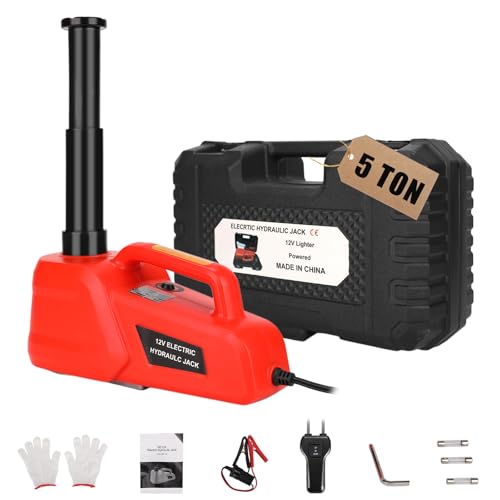 ROGTZ Electric Hydraulic Car Jack Kit 5 Ton 12V Ultra-Portable Auto Car Lift with 17.7 Inch Range for SUV Sedan Truck Repair Floor Jack for Tire Change Lightweight for Easy Storage