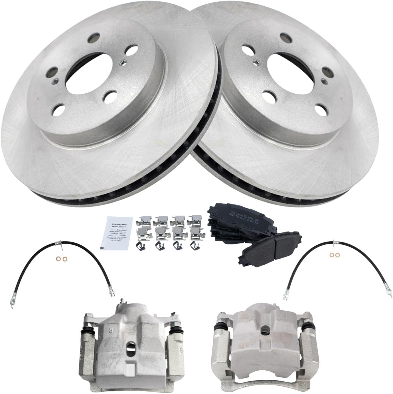 TRQ Front Brake Pad & Rotor Kit Semi-Metallic Compatible with 2016-2018 Toyota Prius 2018 Prius Prime