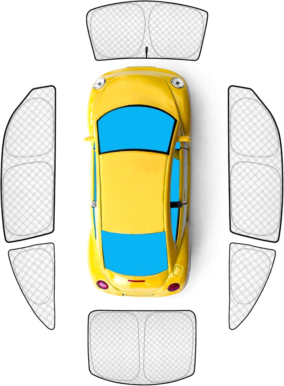 KMF 6pcs Full Window Sun Shades Custom Fit for Volkswagen VW Beetle 2012-2019 Accessories, Privacy Car Window Covers Sunshade for Windshield Side Rear, UV Block and Blackout for Car Camping Outdoor