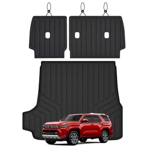 Trunk Mat for 2025 Toyota 4Runner Gas(Non Hybrid EV & i-Force MAX) 5-Seater All Weather Protection TPE Rubber Trunk Liner - Velcro Backrest Protector for Cargo Liners Accessoriess Odorless Anti-Slip