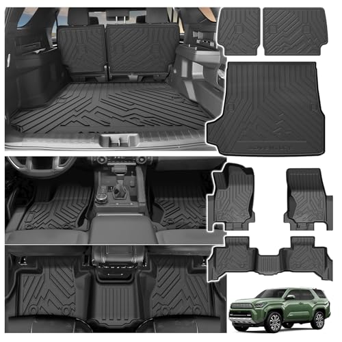 Powerty Floor Mat for Toyota 4Runner 2025-2026 All Weather TPE Custom Trunk Cargo Mat Liner with Backrest Mat