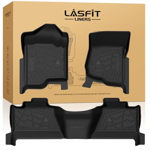 LASFIT Floor Mats 2007-2013 for Chevy Silverado/GMC Sierra 1500, 2007-2014 2500 HD 3500 HD, Gasoline only, Crew Cab, 1st Row Bucket Seat, All Weather TPE Custom Fit Car Floor Mats (2007 Only New Body)