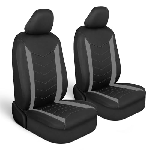 Motor Trend SpillGuard 2 Gray Seat Covers for Cars & Seat Covers for Trucks - Neoprene Lining Waterproof Car Seat Covers Front Seats Only - SUV Seat Covers Protector - Forros para Asientos de Carro