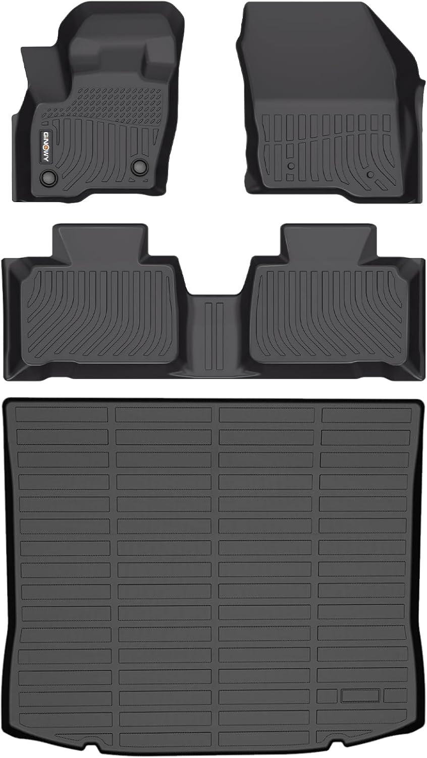 GINOWY-Floor Mats & Cargo Liner for Ford Edge 2015-2025 TPE All Weather Car Mats Rubber Liners for Ford Edge Accessories Cargo Trunk Mat