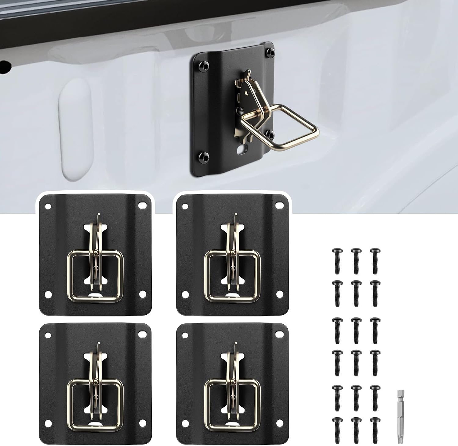 4PCS Tie Down Anchors Plates fit for 2015-2024 2025 Ford F150 F250 F350 & Raptor Truck Bed Tie Downs for Car Replacement for Tie Downs#FL3Z-99000A64-B FL3Z-9928408-AB Automotive Accessories