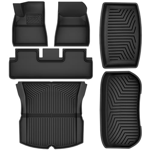 OEDRO Floor Mats Fit for Tesla Model 3 Highland 2024 2025, All Weather Waterproof Accessories Fit for Model 3 Highland Floor Mats, Rear Trunk Mat Cargo Liners