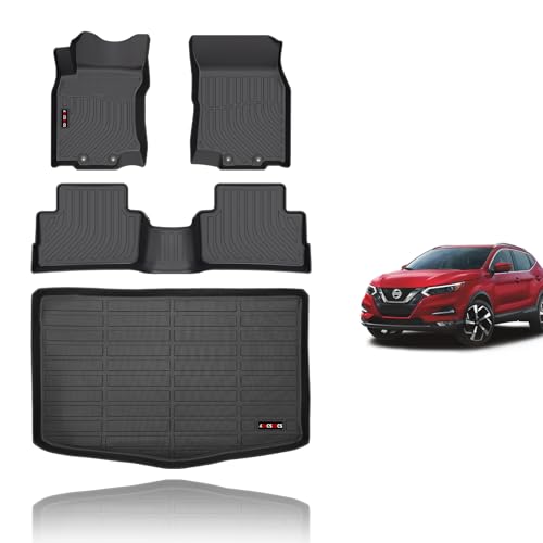 KELCSEECS Floor Mats & Cargo Liner for 2017 2018 2019 2020 2021 2022 Nissan Rogue Sport(Only Fit Cargo Mat in Lower Deck) Car Mats Trunk Mat Rogue Sport All Weather Floor Mats Trunk Liner