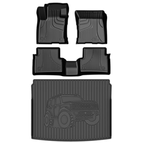 AOMSAZTO Floor Mats & Cargo Liner for Ford Bronco Sport 2021 2022 2023 2024 2025-1st & 2nd Row All Weather Protection Car Floor Liners Waterproof Trunk Mat