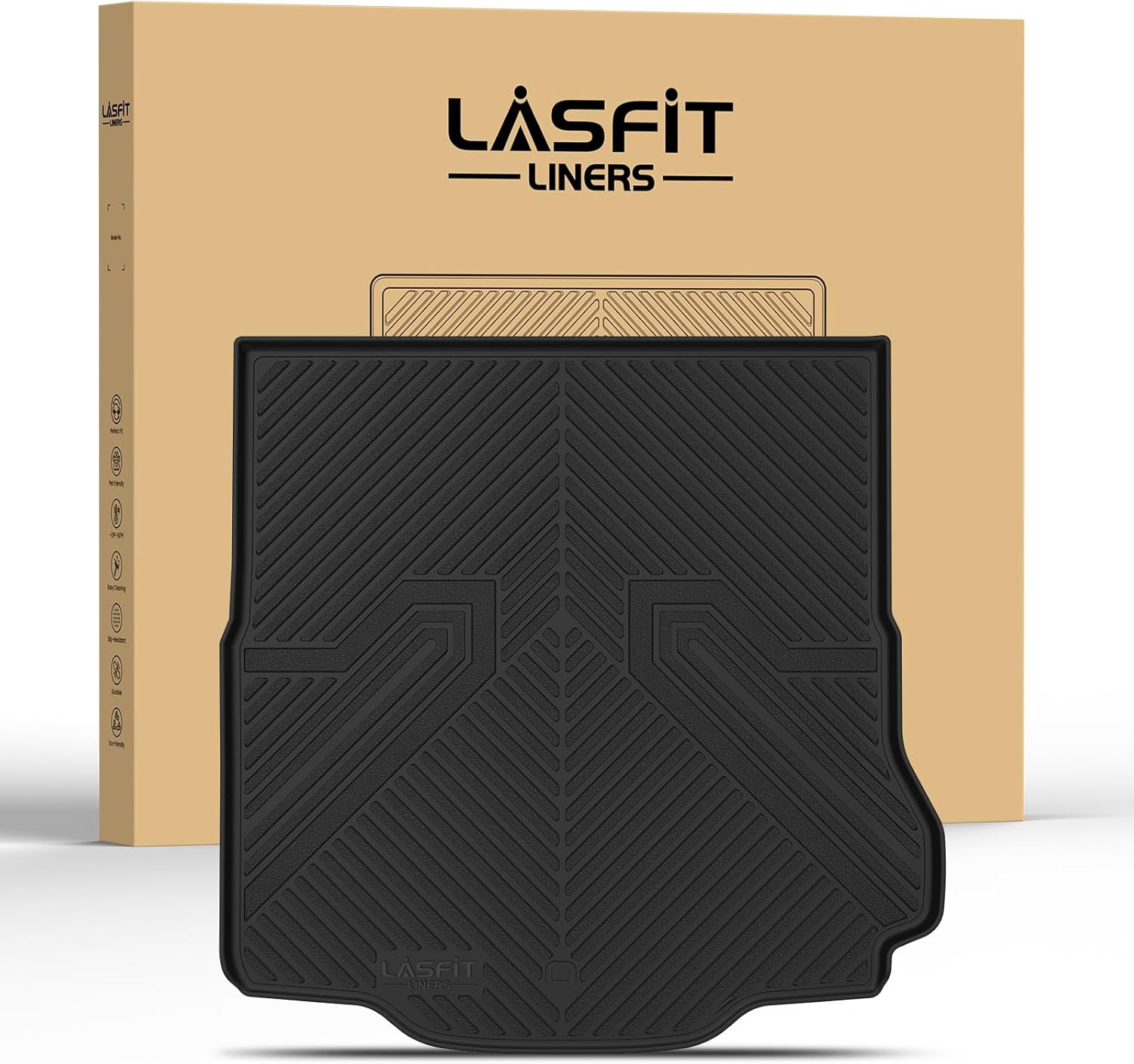 LASFIT Cargo Mat for Dodge Charger Daytona 2024 2025 Scat Pack & R/T, All Weather TPE Custom Fit Trunk Mats Cargo Liners, Black