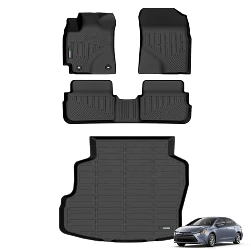 ANBINGO-Floor Mats & Cargo Liner Custom for Toyota Corolla 2013 2014 2012 2011 2010 2009, All Weather Corolla Floor Mats TPE Heavy Duty Non-Slip Automotive Corolla Car Mats Accessories, Black