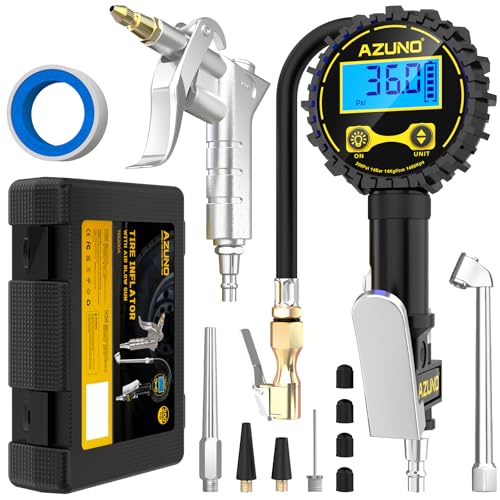 Tire Pressure Gauge, 3-in-1 Digital Tire Inflator with Air Blow Gun, 200PSI for Car Truck Motorcycle, with LED Screen, 4 Units for Air Compressor (1/4" NPT)