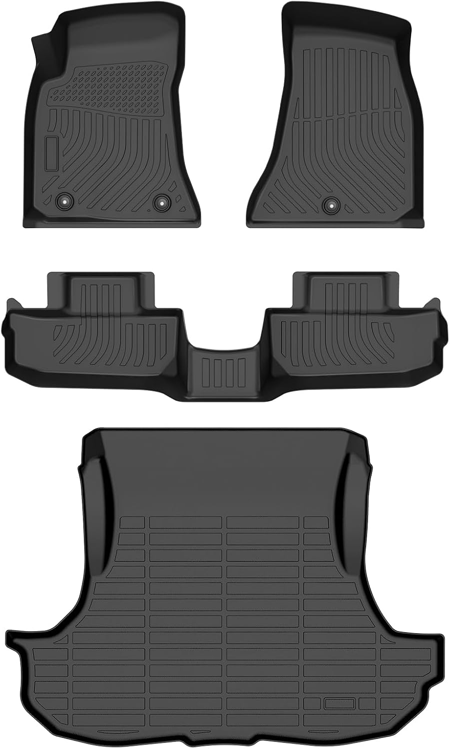 Floor Mats & Cargo Liner for Dodge Challenger RWD 2015-2023, All Weather Automotive TPE Floor Liners Set Anti-Slip Waterproof Accessories (Car Mats+Trunk Mat) Black