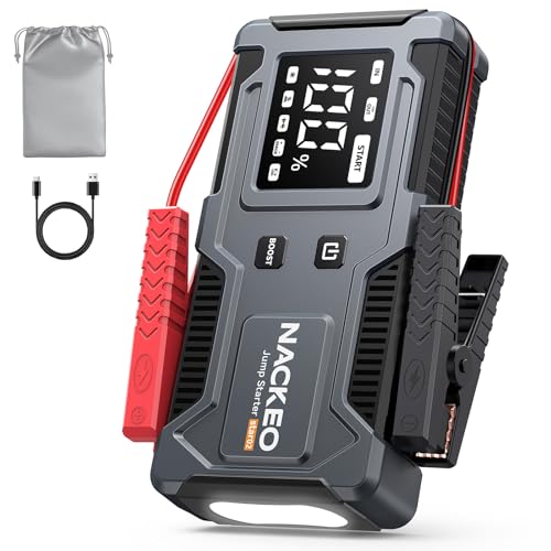 All-in-One Car Battery Jump Starter 6000A 20000mAh with Built-in Smart Jumper Cables, Car Jump Starter Jump Box Portable Jumper Cables for car (9.0L Gas/7.0L Diesel), LCD Display, Fast Charge, Lights