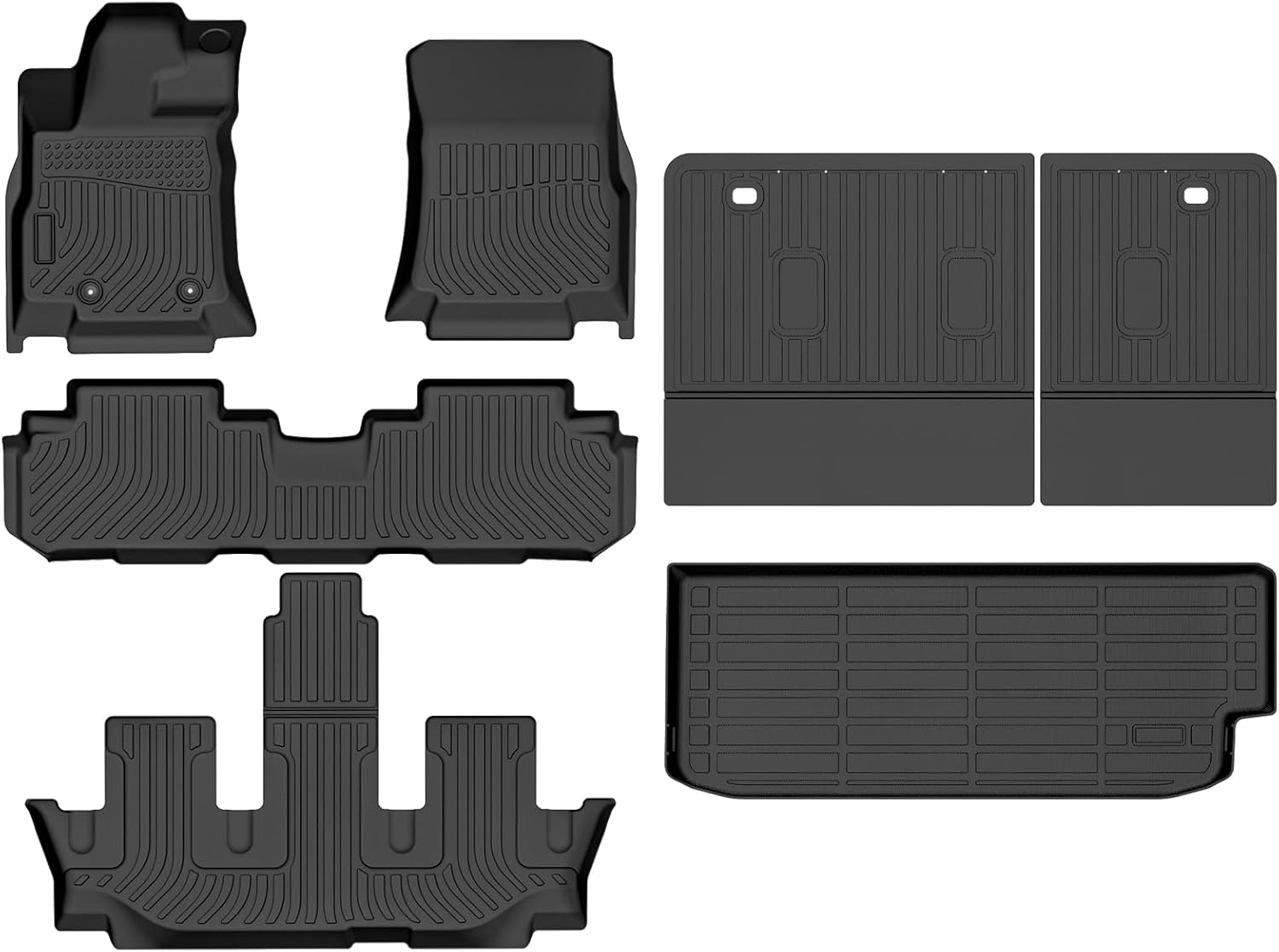 Floor Mats & Cargo Liner for Subaru Ascent 7/8 Passenger 2019-2025 with Backrest Mat, All Weather Automotive TPE Floor Liners Set Waterproof Accessories Black