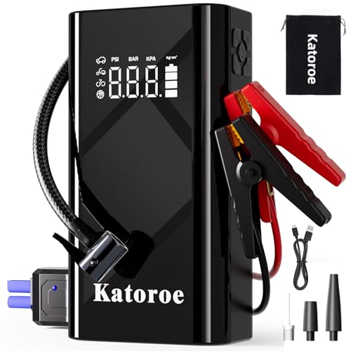 Jump Starter with Air Compressor, 4000A Portable Car Battery Jump Starter (9.0L Gas/7.0L Diesel), 150PSI Tire Inflator 12V Battery Jumper Starter Portable Jump Box with Jumper Cables, LED Light