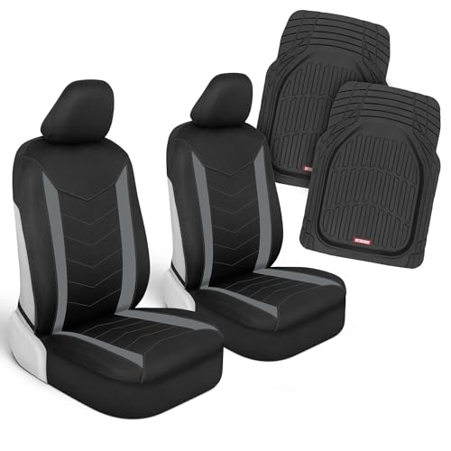 Motor Trend (2 Car Seat Covers for Front Seats with (2) Trimmable Car Floor Mats  Universal Fit Auto Accessories for Cars, Trucks, SUVs, Vans  Interior Protection and Vehicle Interior Shield Combo