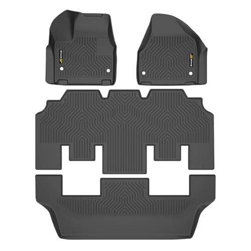 G-PLUS TPE Floor Mats Cargo Liners, Fit Chrysler Pacifica 2017-2025(No Hybrid Models), Fit 7& 8 Passenger Model Floor Liners, All Weather Full Cover Protection Black 1st & 2nd & 3rd Row