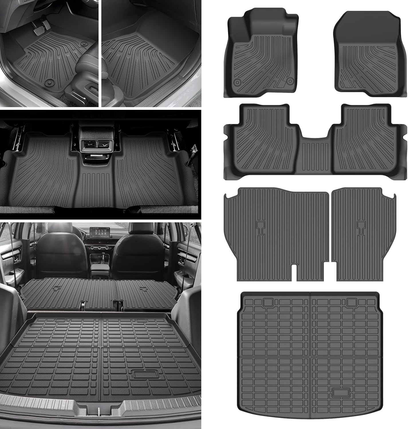CRV Floor Mats - Fit for Honda CRV 2023-2025 2026 (Include Hybrid), All Weather CRV Floor Mats | CRV Cargo Liner | Backrest Mat for CRV Accessories (Cargo mat fit Upper Position)