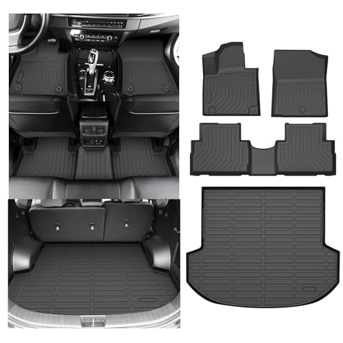 Cartist Floor Mats and Cargo Liner Fit for Santa fe 2021 2022 2023 All Weather Floor Mat Santa fe Accessories Heavy Duty Carpet Protection(Not Fit Hybrid or PHEV)
