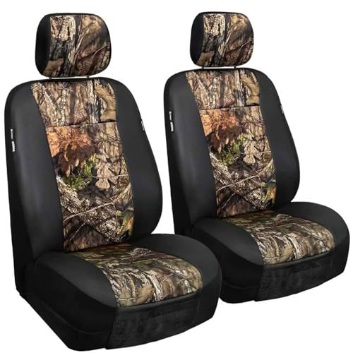 Mossy Oak Heavy Duty Car Seat Covers for Front Seats; Fits Sedans and SUVs, Includes Front and Rear Storage Pockets, Built-in Molle Style Organizer; Semi-Custom Fit; 2pcs