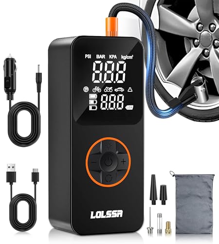 Tire Inflator Portable Air Compressor 150PSI Air Pump for Car Tires-Cordless Tire Pump with Pressure Gauge, Cigarette Lighter Plug for Motorcycle, Bike, Ball, Dual-Use Type (Dark)