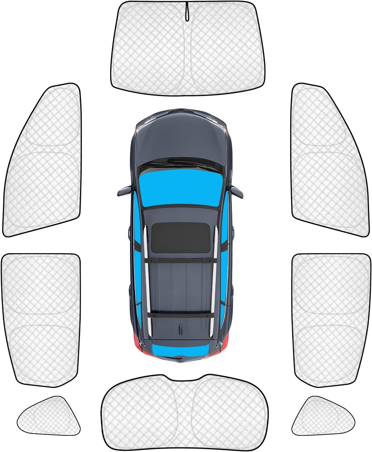 KMF 8pcs Thicken Full Car Window Shades for Hyundai Santa Fe Sport 5 Seats Accessories 2013-2018(Not LWB), Windshield Sunshade Window Covers for Side Rear,UV Block and Blackout Privacy for Camping